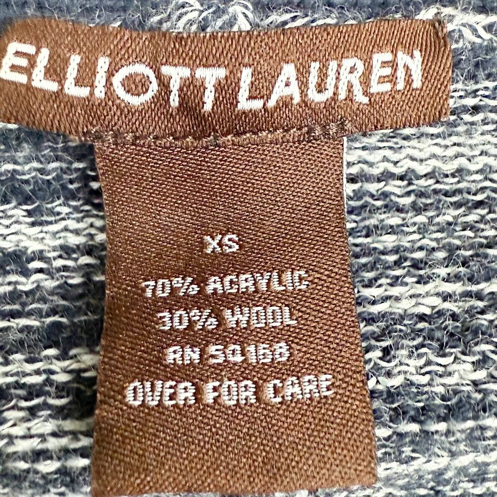 Elliott Lauren Knit Poncho V-Neck Pullover Sweater Pockets Blue XS‎ Womens